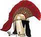An exquisite Roman helmet full red hair plume (color of leaders and status of rank) tops the magnificent example of rome's high ranking infantry helmet. Hand-crafted in brass.